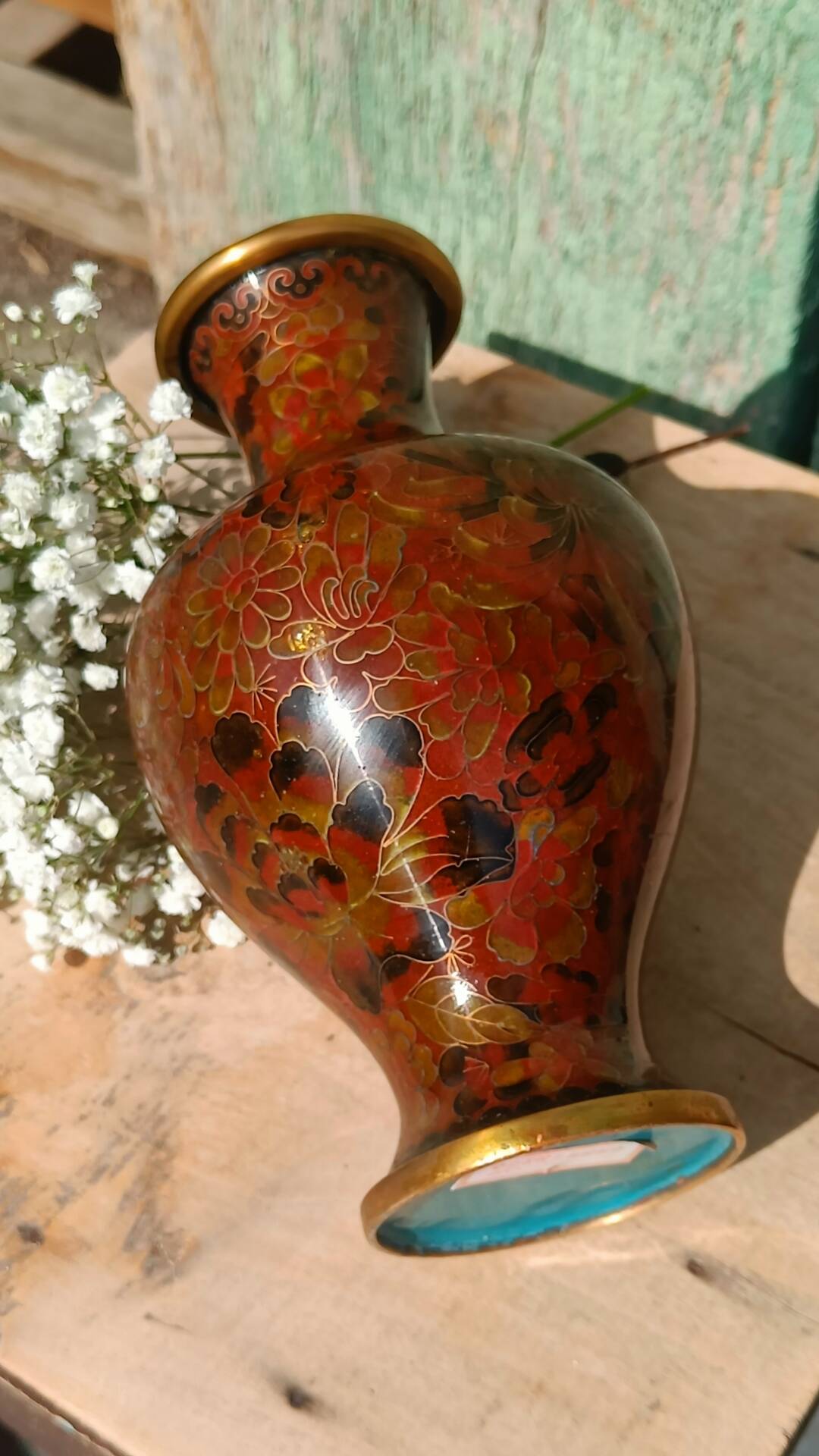Cloisonné metal vase