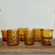 6 verres vintage ambre dépareillés