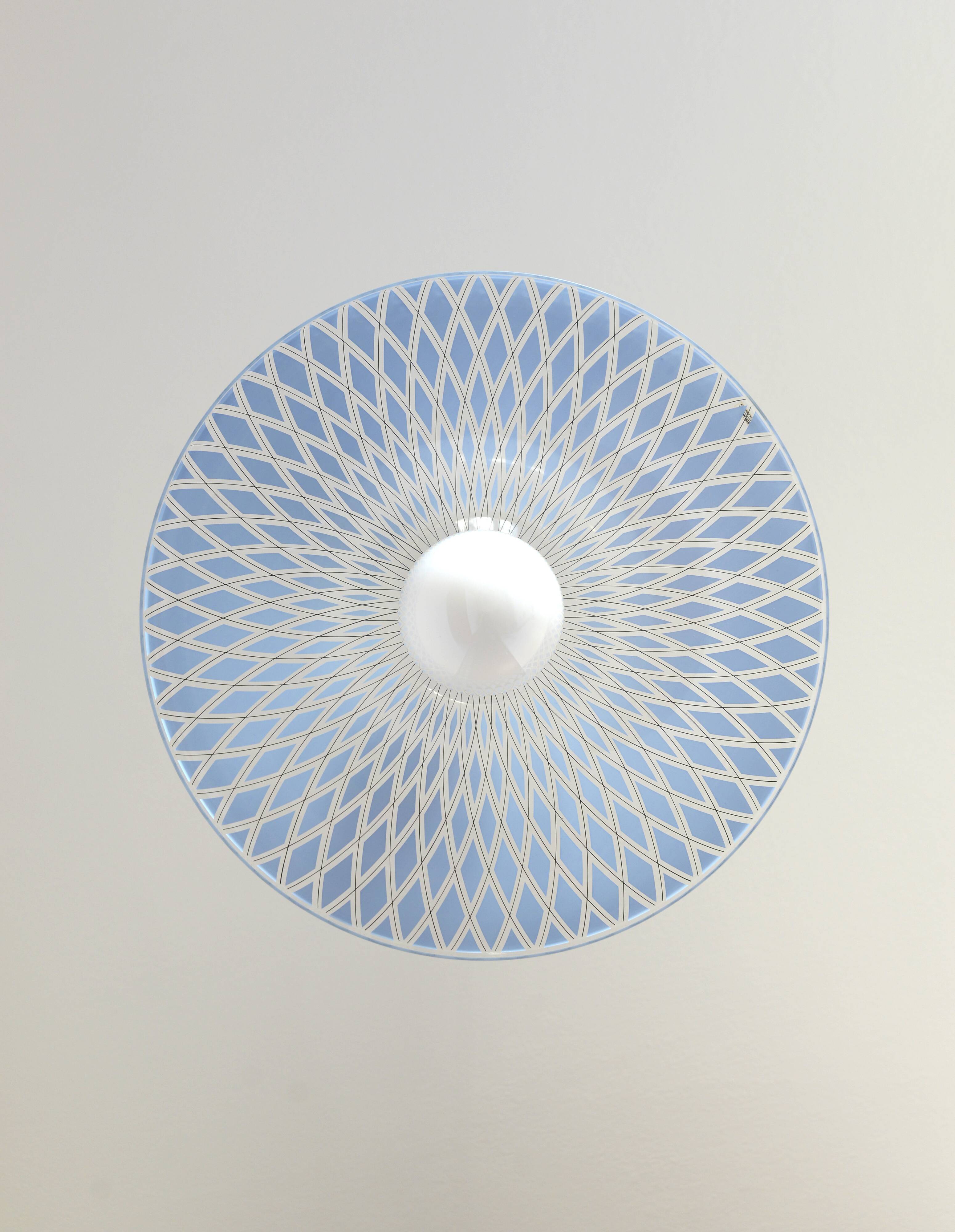 Vintage Trumpet Pendant Lamp Meblo Blue Plastic Hanging Light 1970's