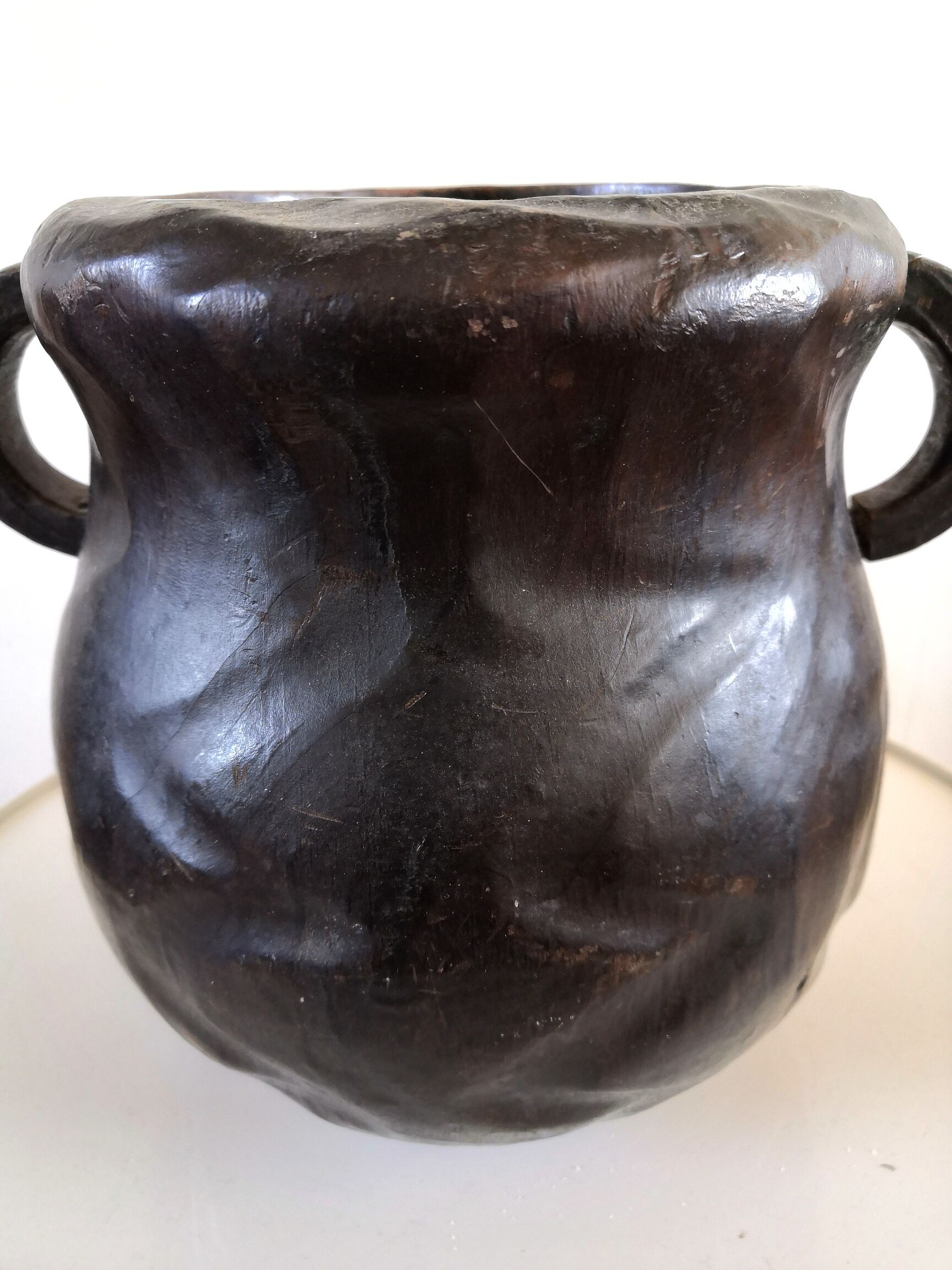 Vintage brutalist wooden pitcher