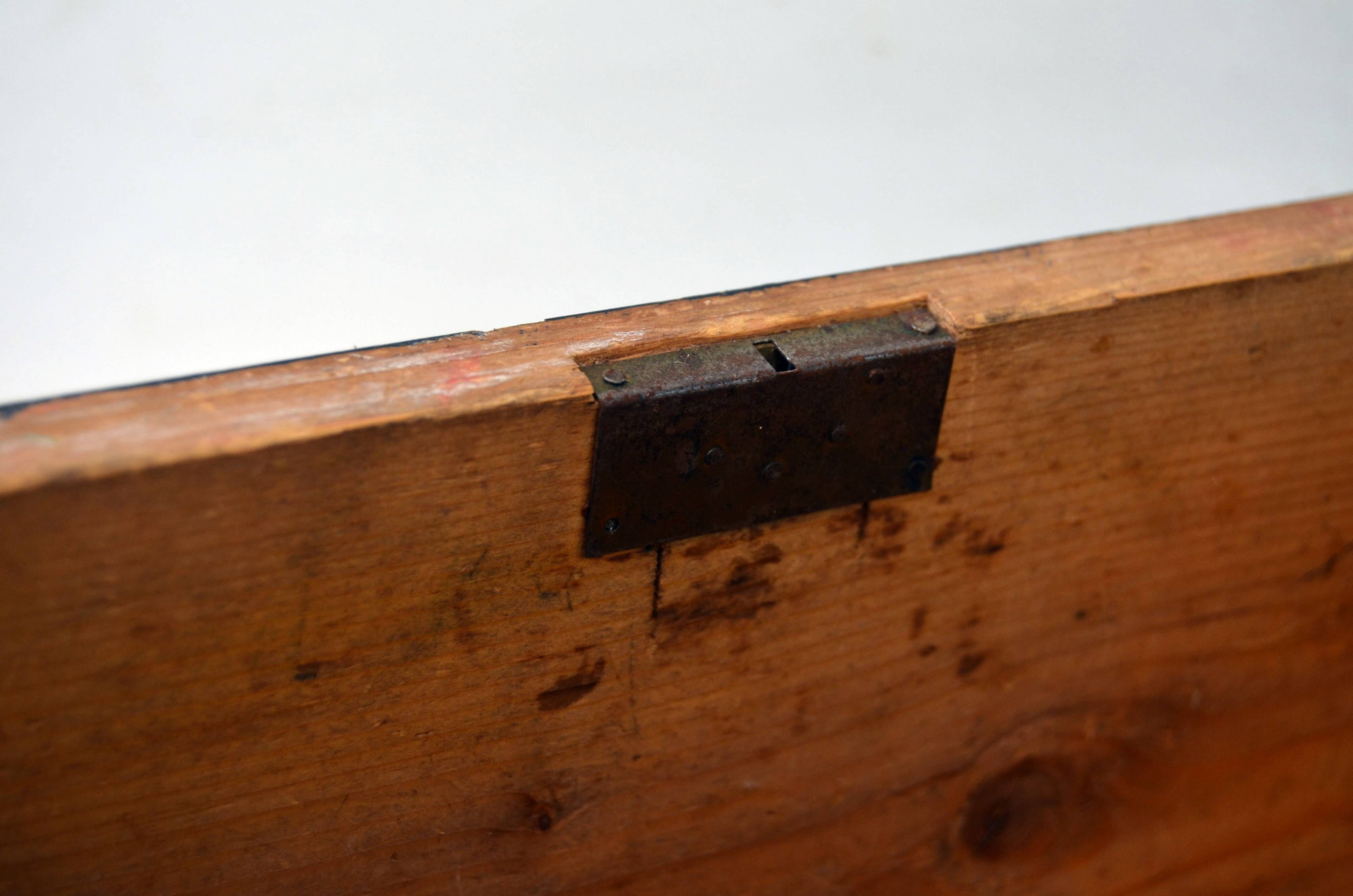 Coffret en bois peint à la main, art populaire antique, mariée, fin du 19e siècle