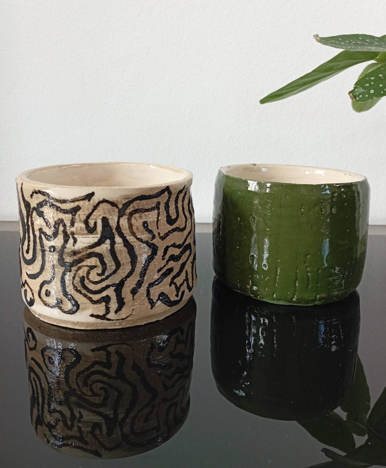 Duo de céramiques d'atelier vintage 70's