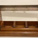 Portable Art Deco liquor cabinet in mahogany & metal with 3 Baccarat crystal bottles.