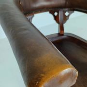 Chaise de bureau victorienne en acajou et cuir
