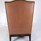 Chaise antique à haut rabat de style Chesterfield des années 1920