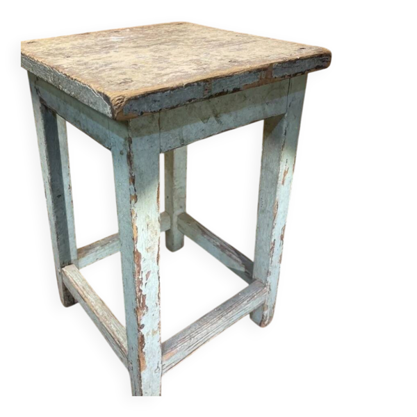 Tabouret porte plante bois patiné déco loft atelier campagne chic