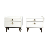 Pair of bedside tables with compass feet