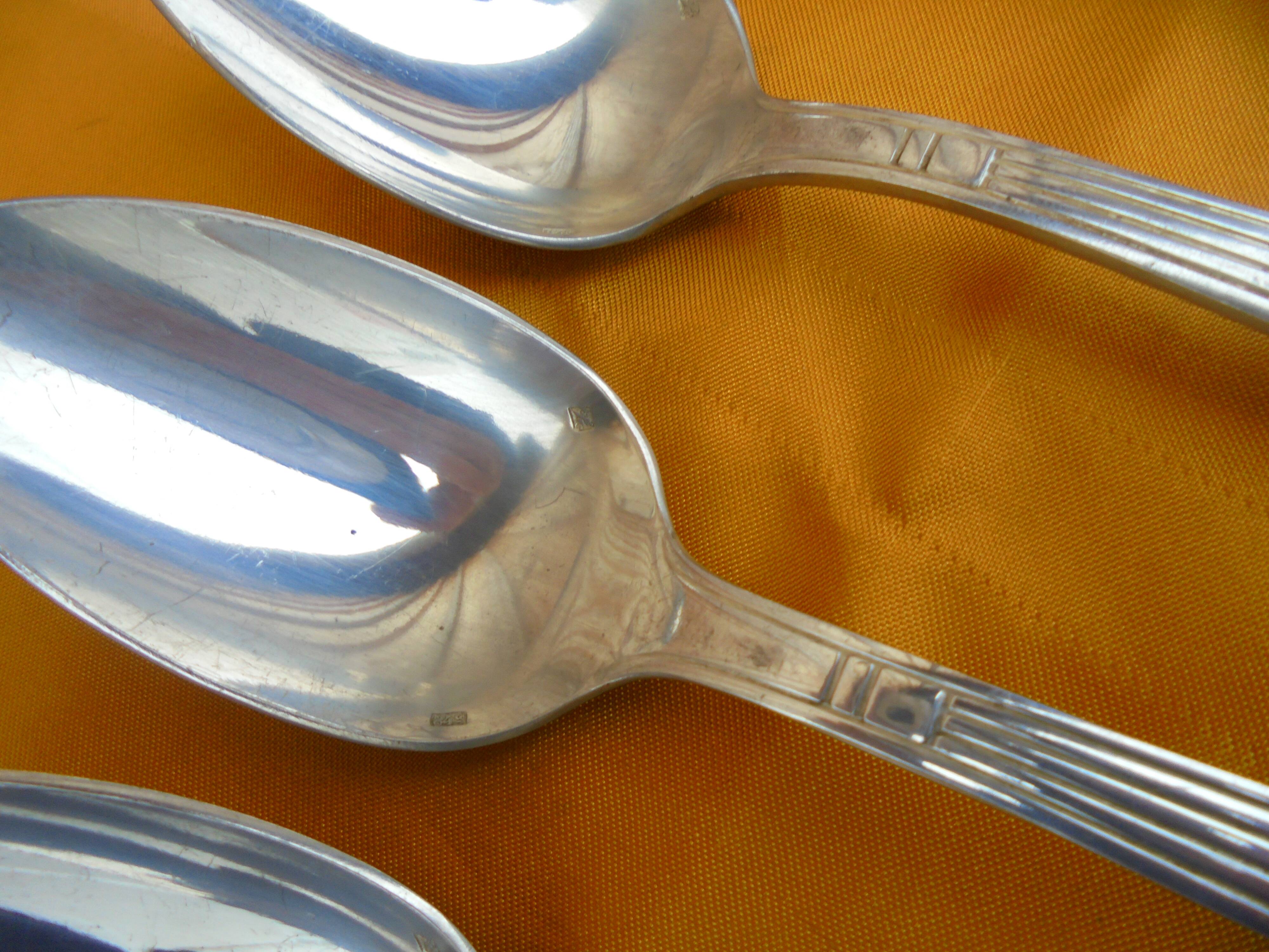 12 art deco spoons silver metal goldsmith's hallmark