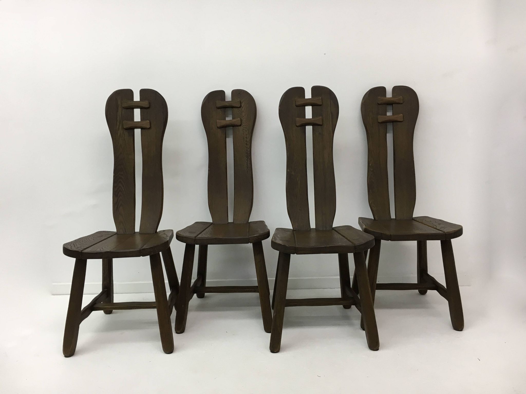 Set of 4 Belgian Brutalist Dining Chairs from De Puydt, 1970’s