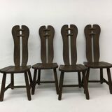 Set of 4 Belgian Brutalist Dining Chairs from De Puydt, 1970’s