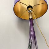 Large Purple Crystal Table Lamp, Signed by Vannes Le Chatel, France