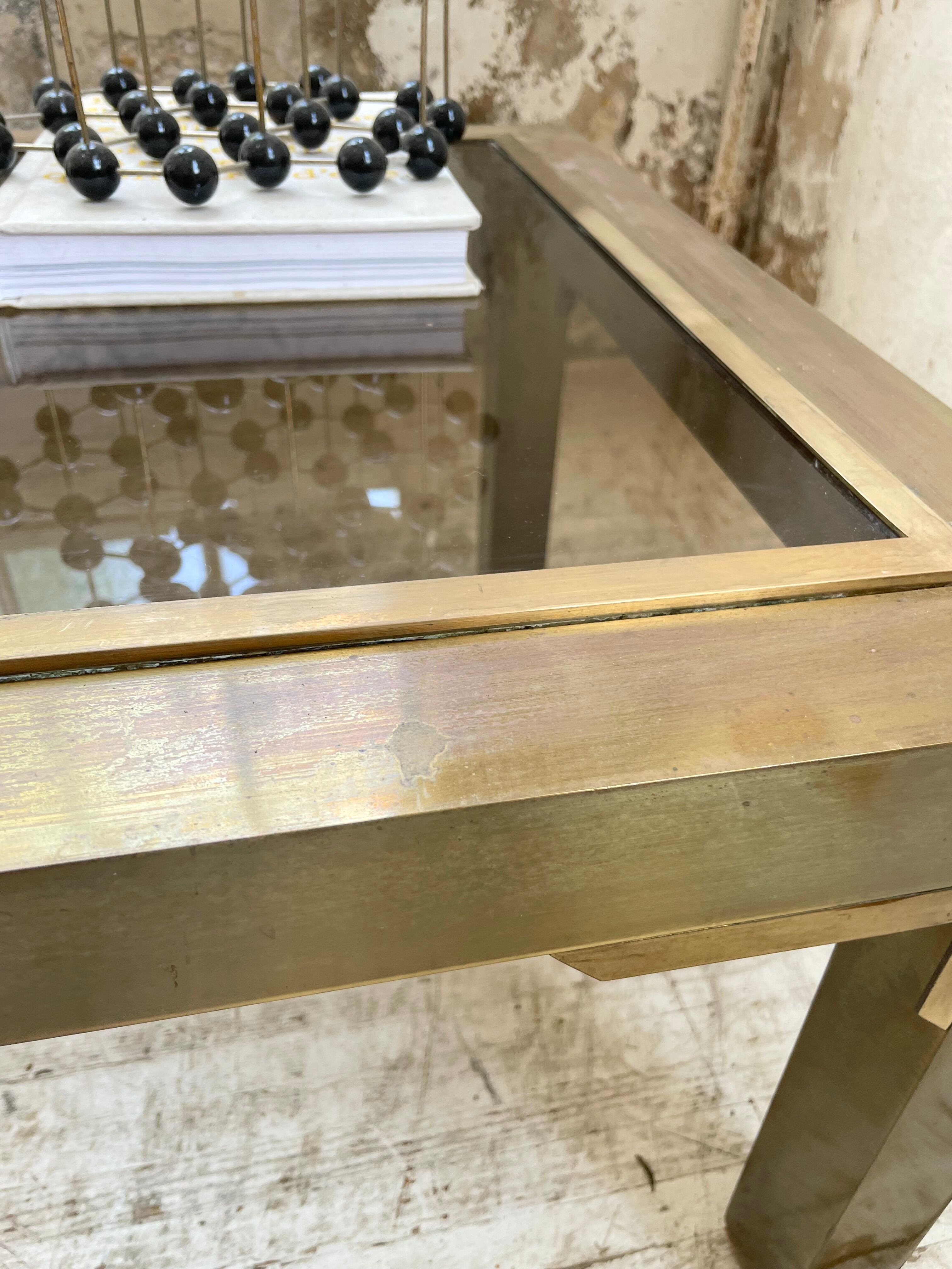 60s brass coffee table