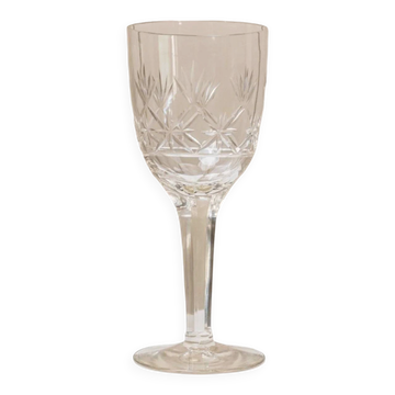 XL vintage wine glass Saint Louis in crystal glass - Faceted stem, beautiful details - France 1930s