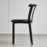Black leather and steel dining chairs - set of 4