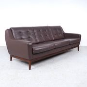 Vintage Brown Leather Sofa on Rosewood Legs from Porfilia Werke, 1960s