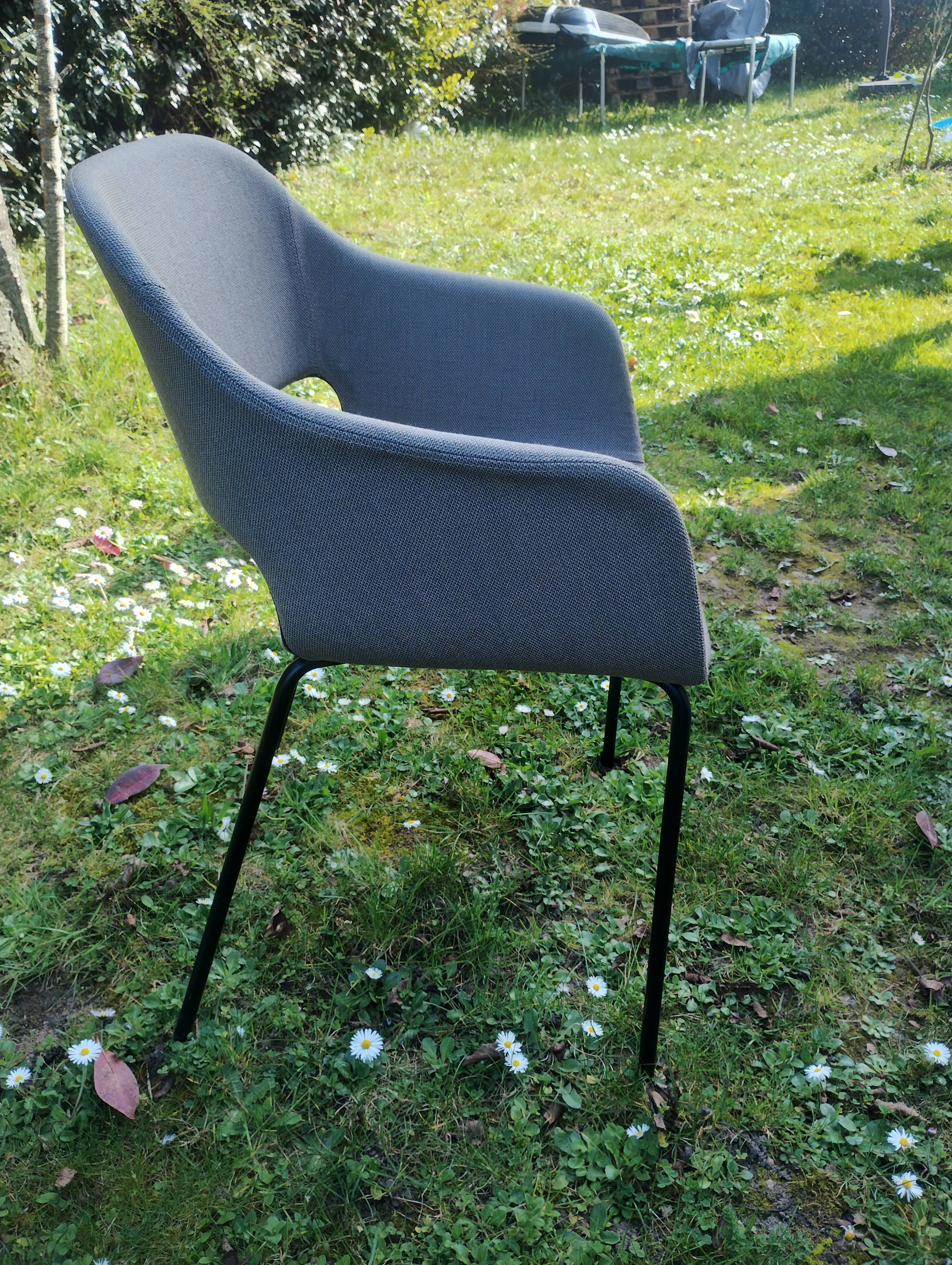 Pedrali Babila fabric armchair with black ash legs.