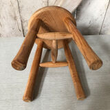 Pair old milking stool door pots light wood vintage