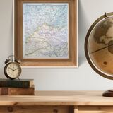 Mongolie, Asie. Planche géographique imprimée en 1900.