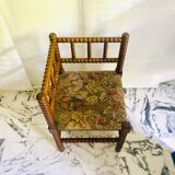 Chaise d'angle  vintage Art Déco en chêne  bobbin et tissus, circa 1930