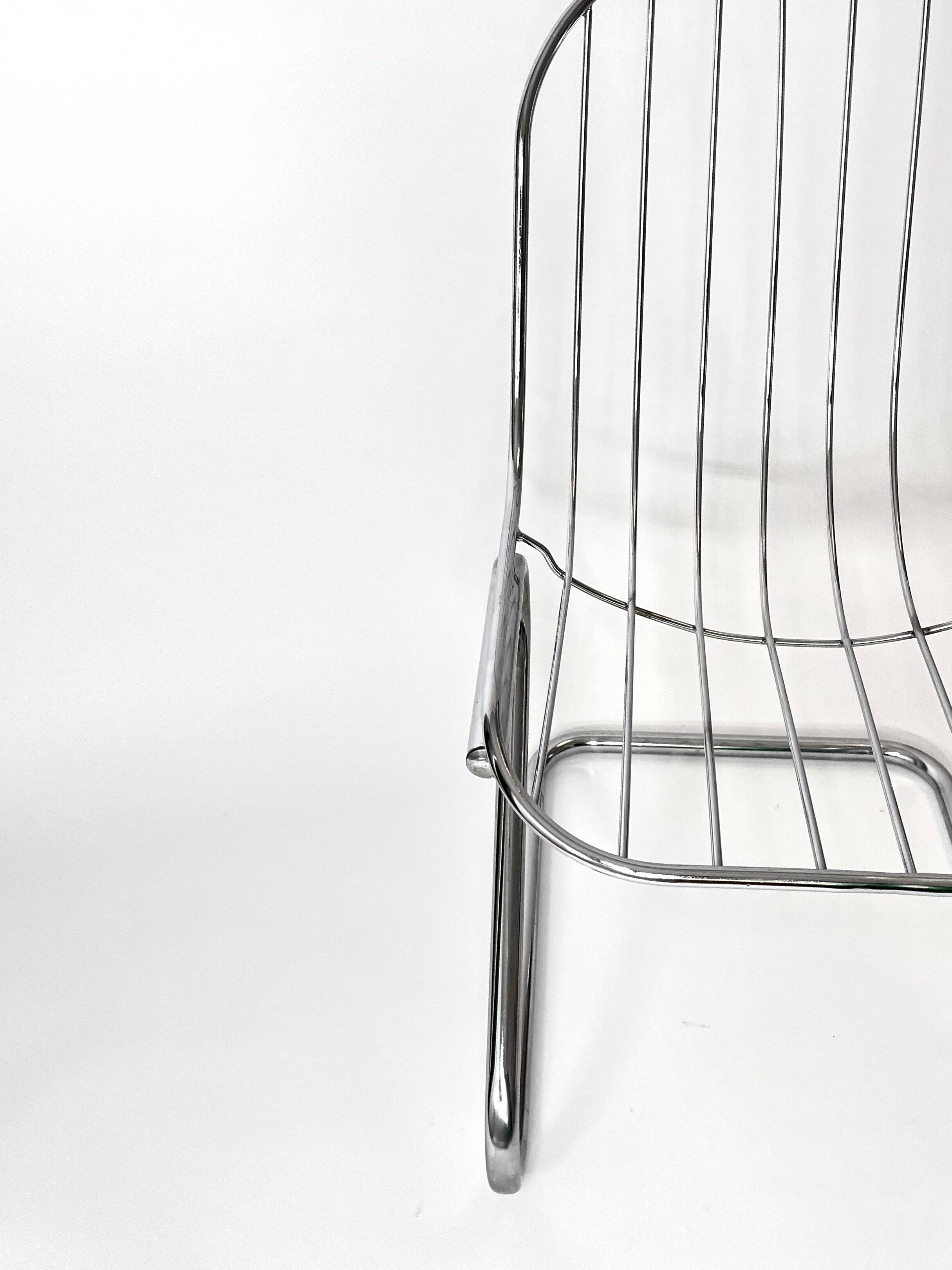 Vintage Metal Dining Chairs Brown Velvet Cushions, Italy, 1970s, Set of 3