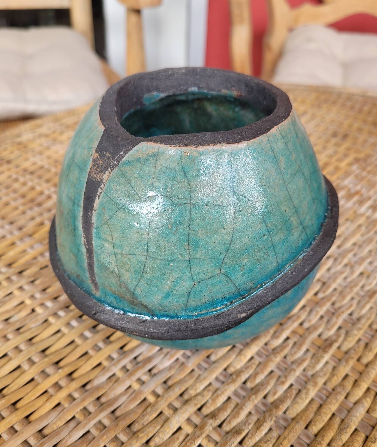 Raku ball vase