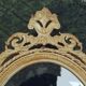 Miroir biseauté à main ou à suspendre en laiton doré
