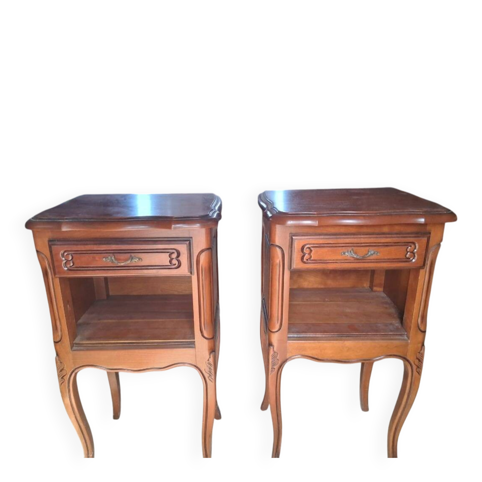 Pair of cherry wood bedside tables - 20th century