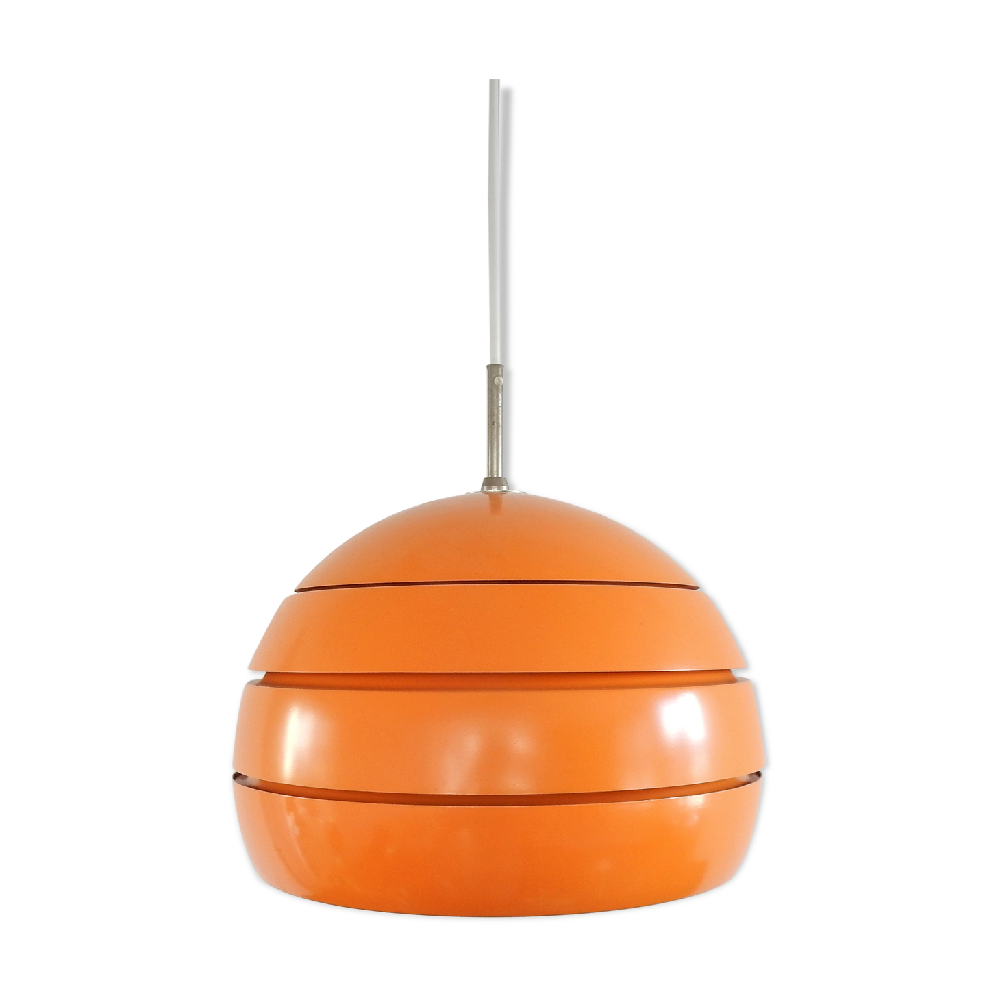 Suspension en métal orange et verre vintage, années 1970