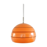 Suspension en métal orange et verre vintage, années 1970