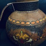 Gourd colocquinte 15cm engraved wood hand painted old vintage decoration without cap