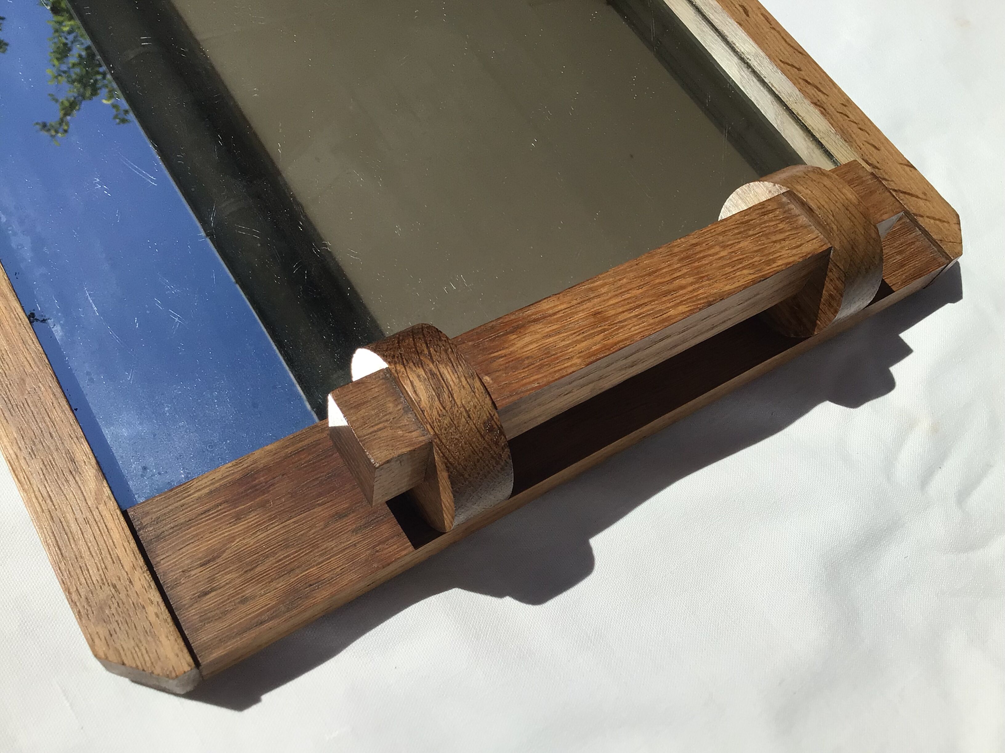 Art deco mirror tray solid wood