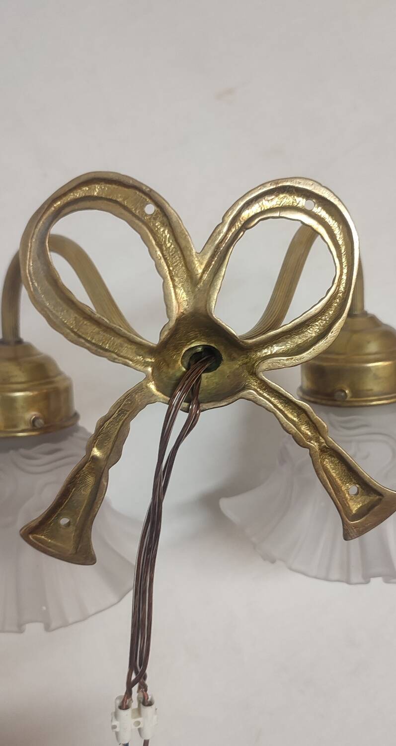 Bronze and crystal wall light. France, 1950s.