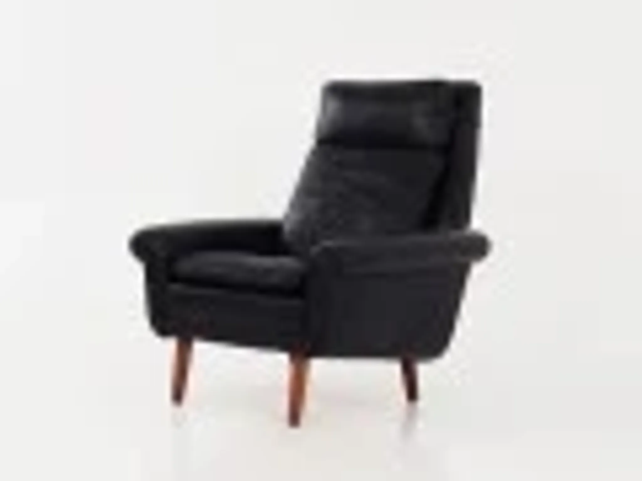 Fauteuil en cuir noir, design danois, années 1970, production : Danemark