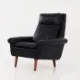 Black leather armchair, Danish design, 1970s, production: Denmark