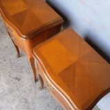 Pair of bedside cherry and bronze