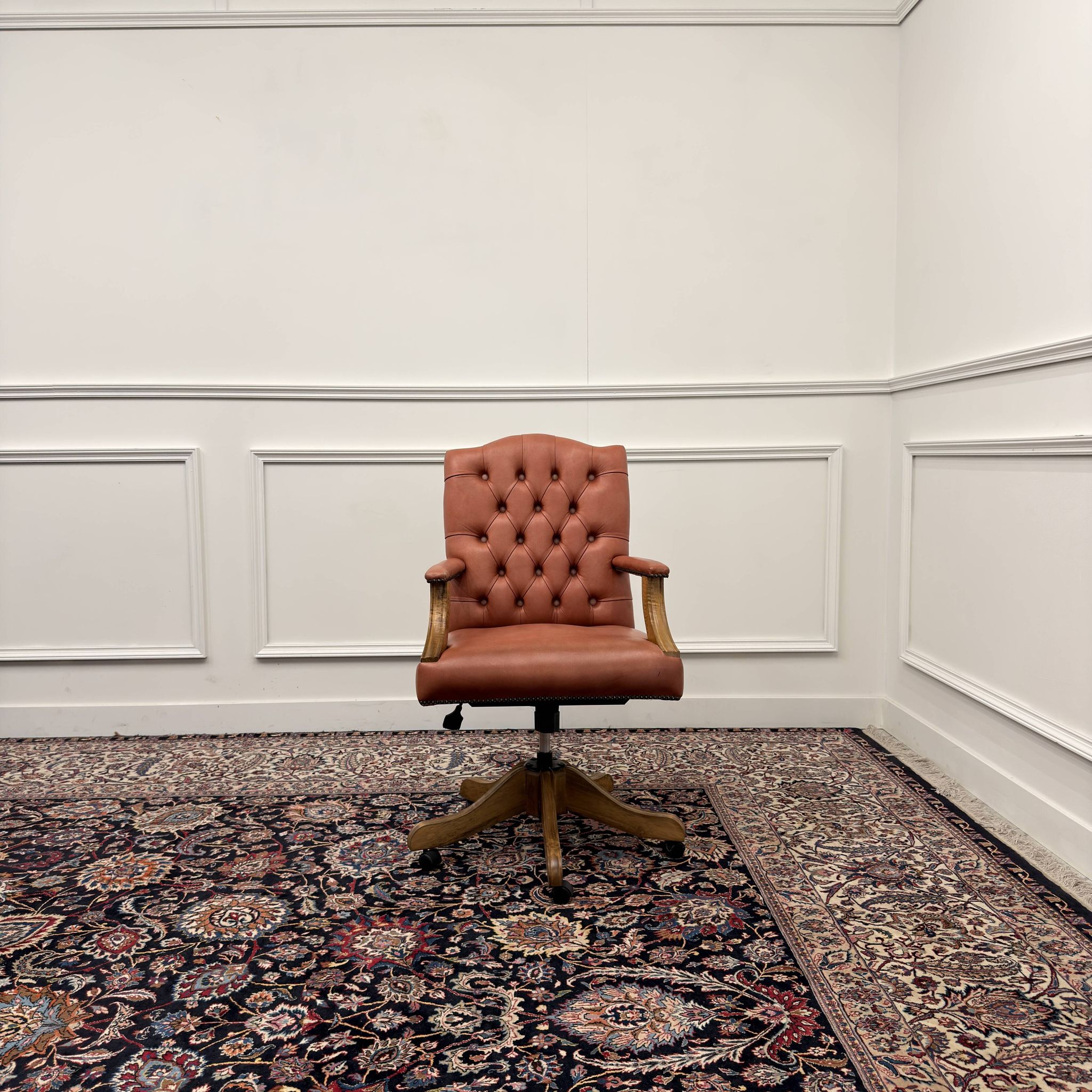 Classic English Salmon Colored Office Chair