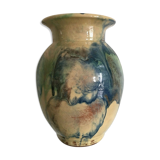 Incurvé signature enamelled terracotta flared neck vase