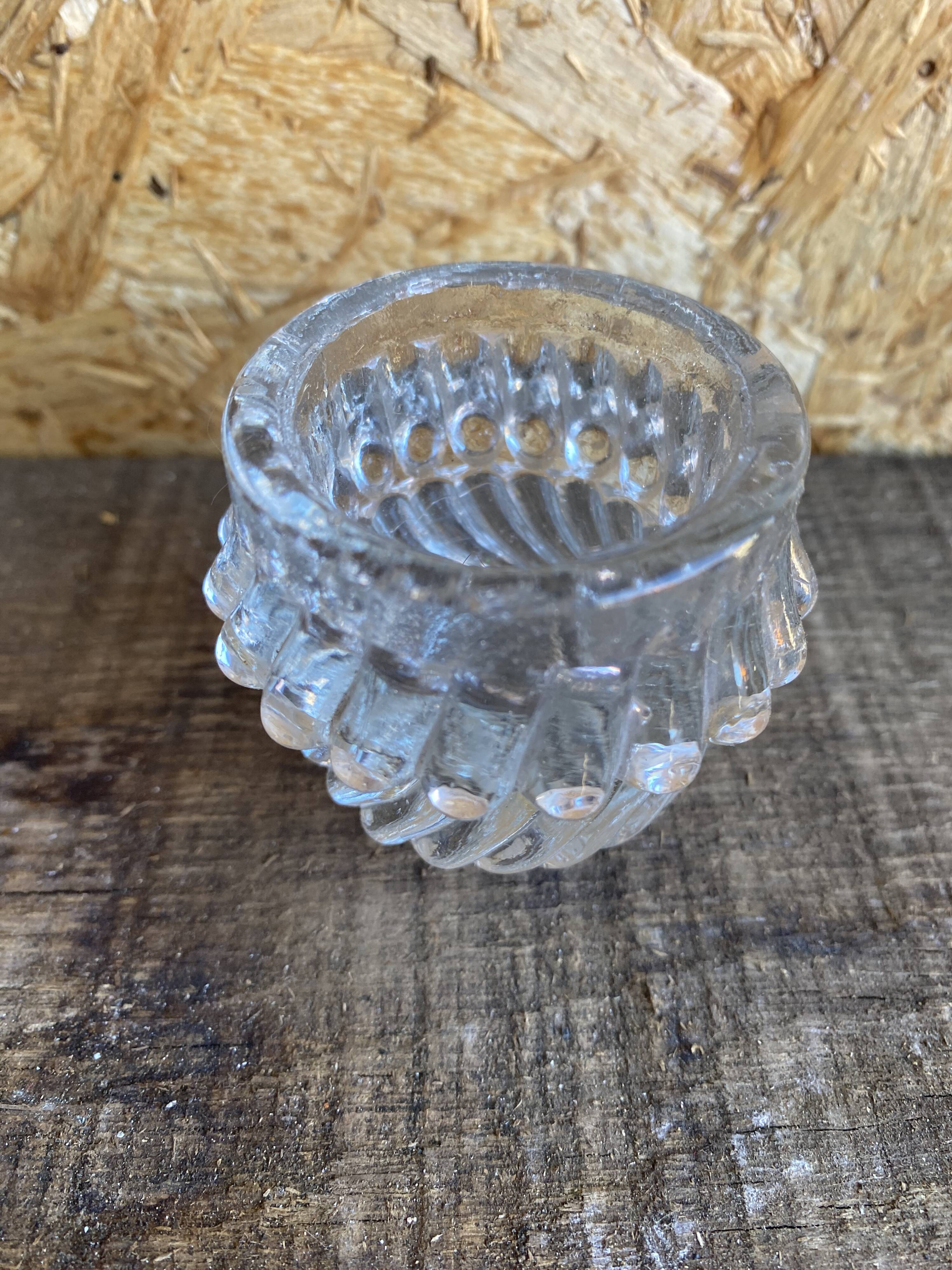 Set of 3 Vintage Glass Moulded Condiment Salts #D979