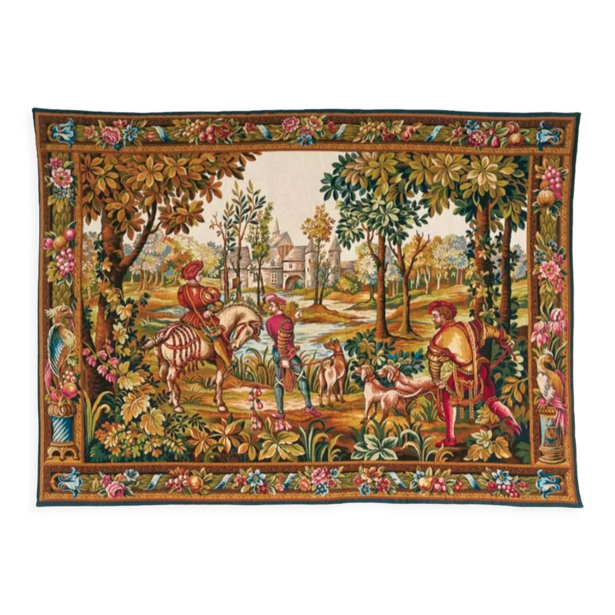 Grande Tapisserie Murale Médiévale Taverne Luth 164x90 Cm - Chevalier