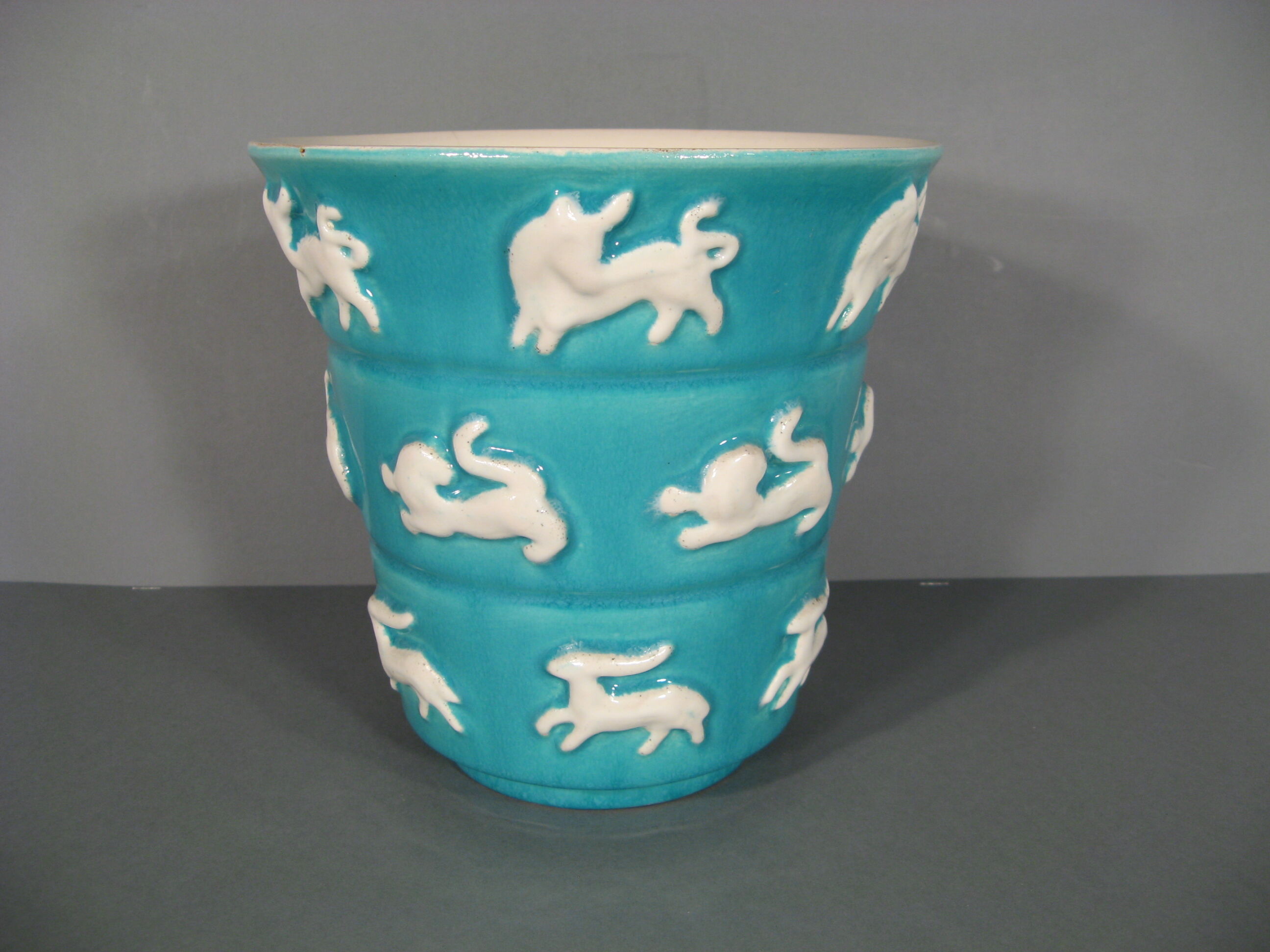 Old vintage ceramic vase 1960s décor signs of the zodiac astrology