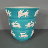 Old vintage ceramic vase 1960s décor signs of the zodiac astrology