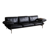 Diesis three seater sofa in black leather by Antonio Citterio for B&B Italia, 1970s