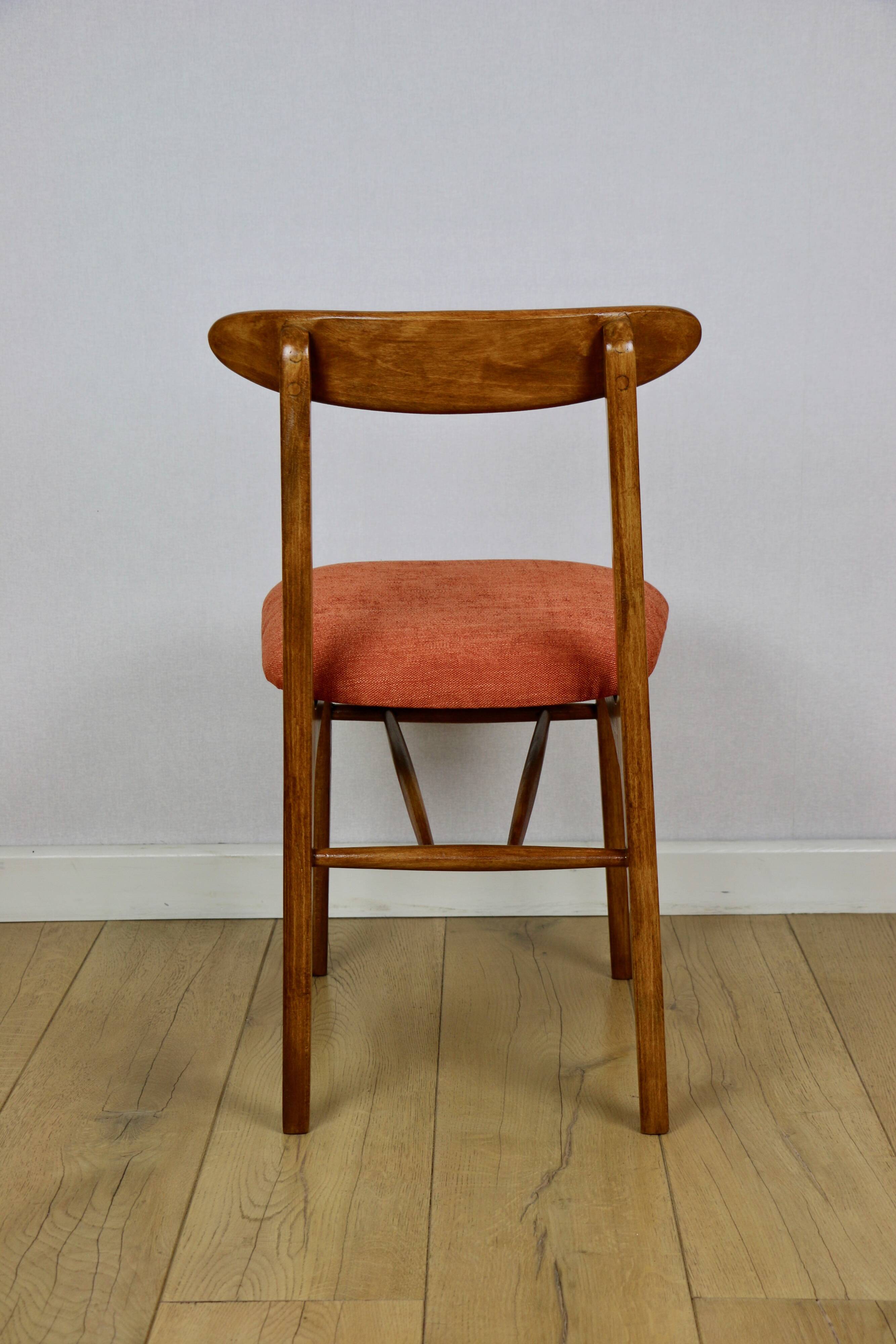 Chaise vintage Hałas brique terracotta - ensemble de 4