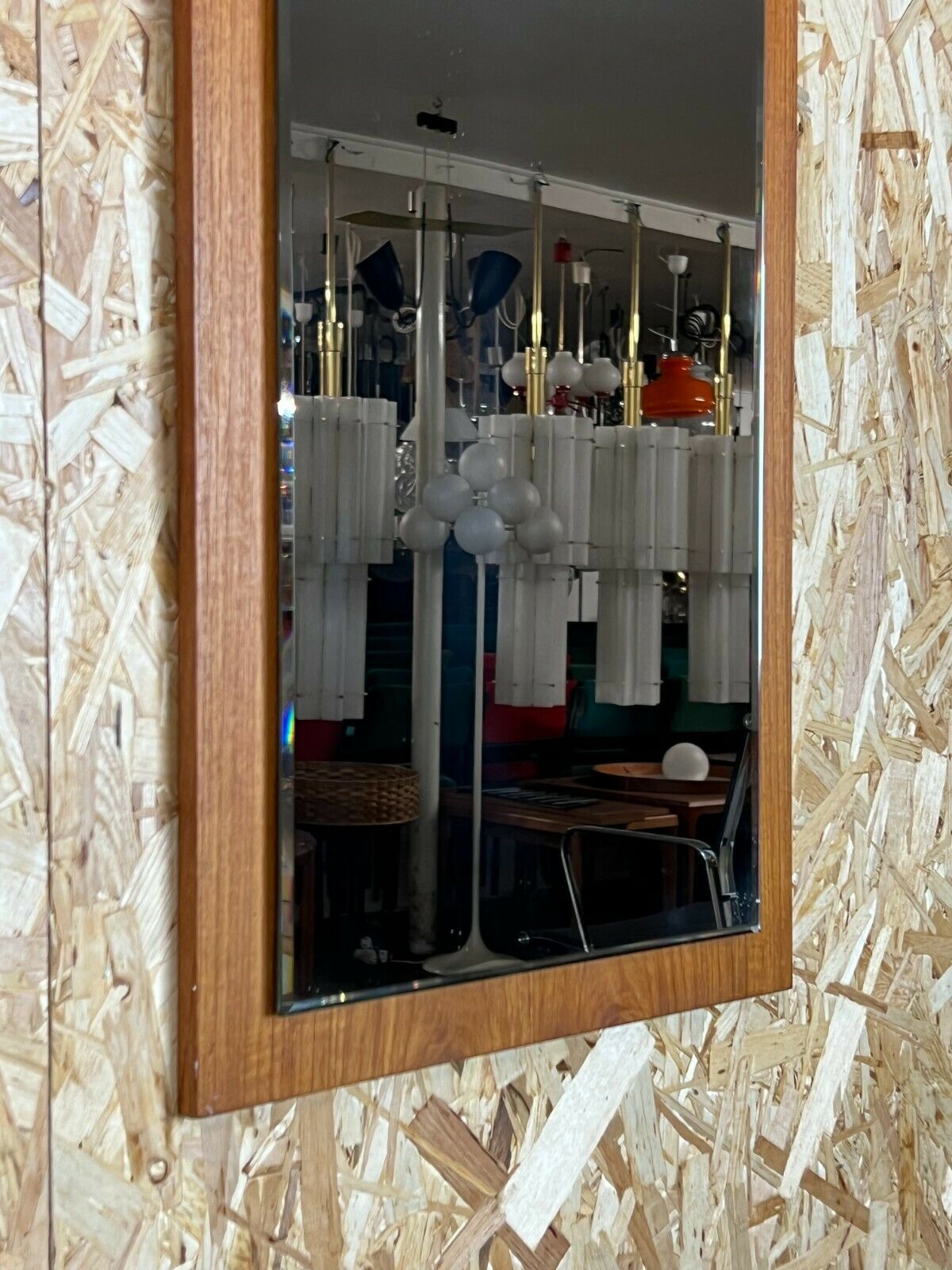 60s 70s teak mirror 77x37cm
