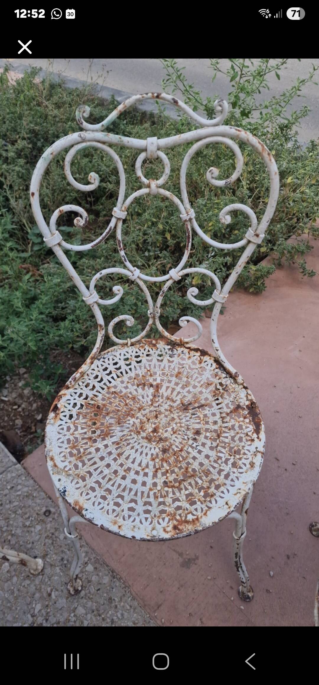 Lot de 4 chaises de jardin en fer forgé ancien