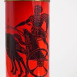 Piero Fornasetti Grande table lamp Bighe red and black mid-century, Italy, 1950s