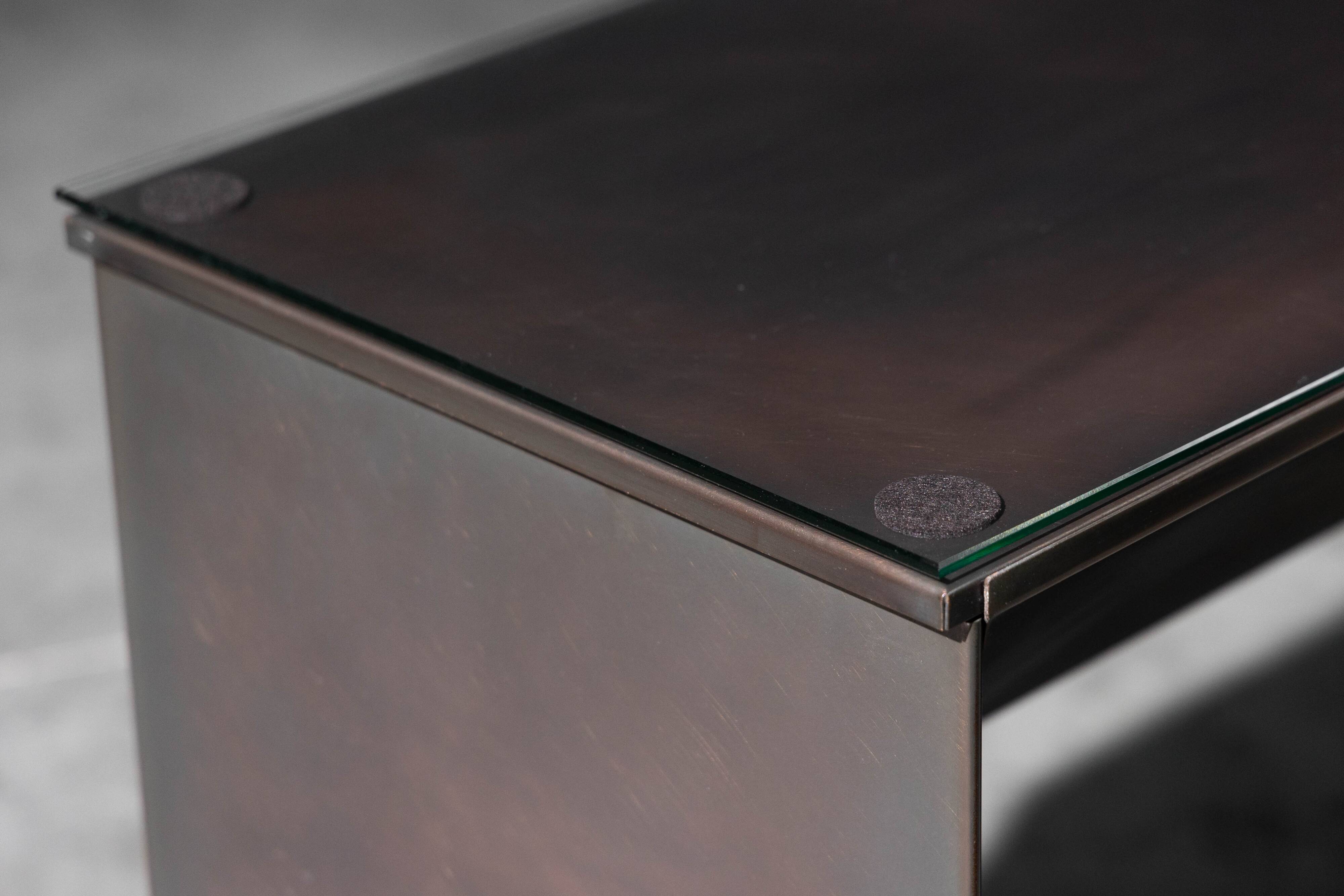 Console en bronze patiné par Belgochrom, Belgique, années 1970