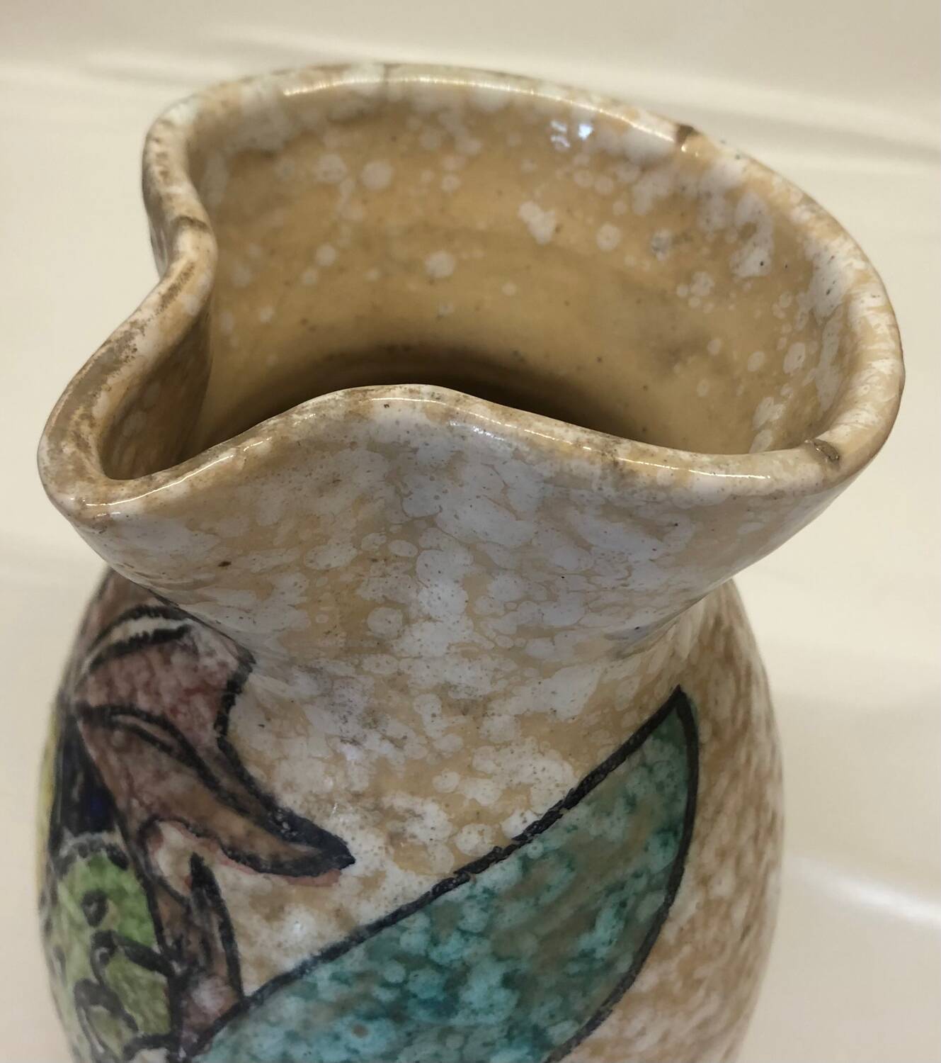 Toledo ceramic pitcher by Pablo Sanguino with fish decoration