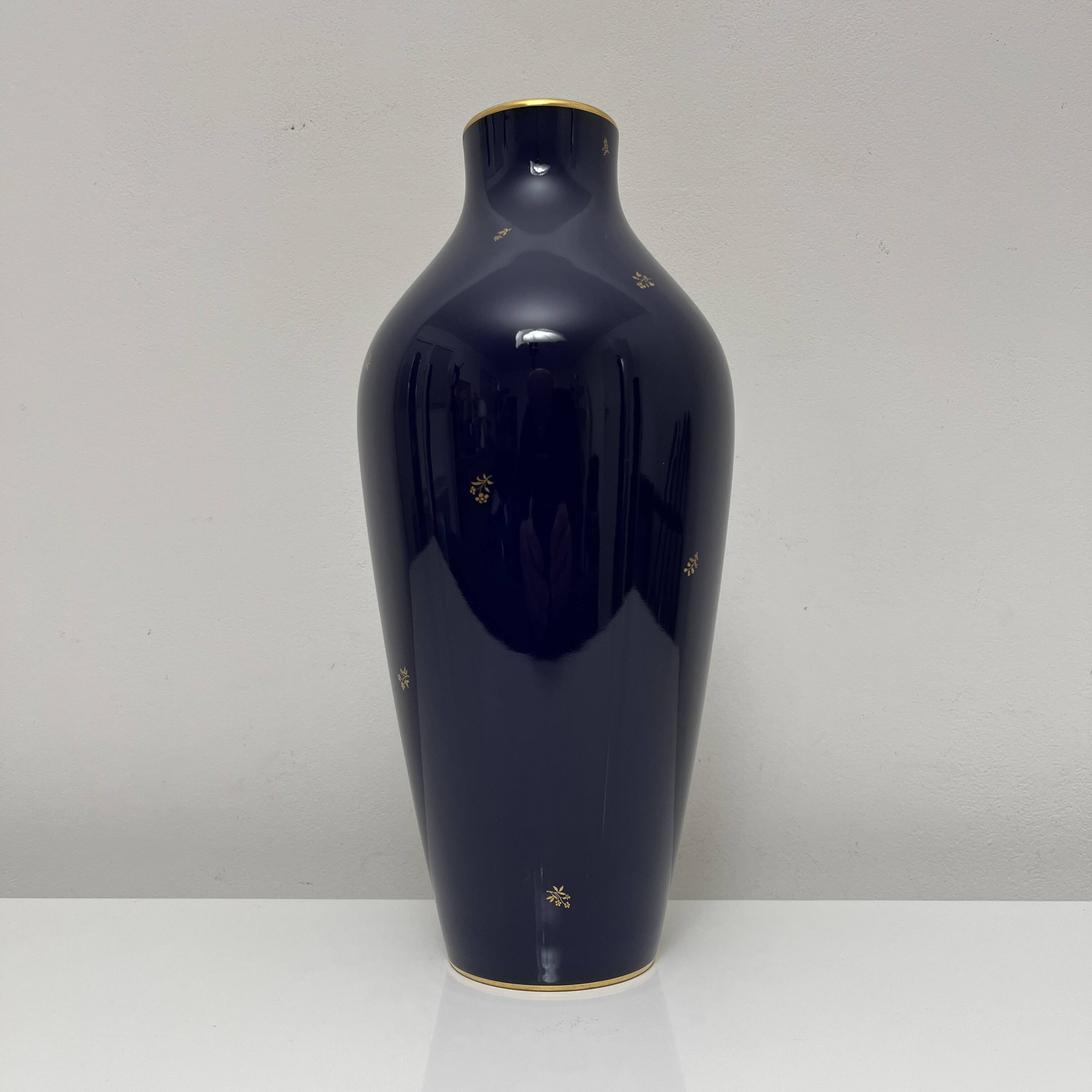 Cobalt Blue porcelain vase, Manufacture Nationale de Sevres France