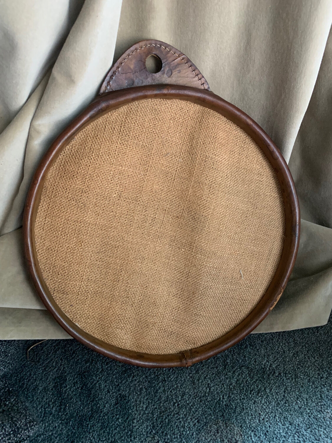 Vintage leather mirror 1940/50 in the spirit of Adnet